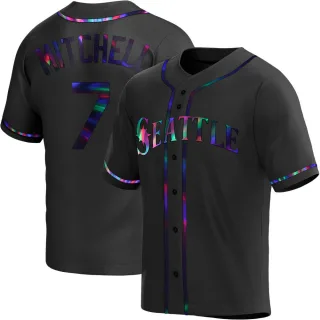 Replica Men's Kevin Mitchell Seattle Mariners Alternate Jersey - Black Holographic