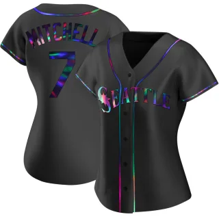 Replica Women's Kevin Mitchell Seattle Mariners Alternate Jersey - Black Holographic